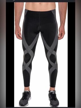 Cw-x Men's Black & Gray Performance Compression Tights